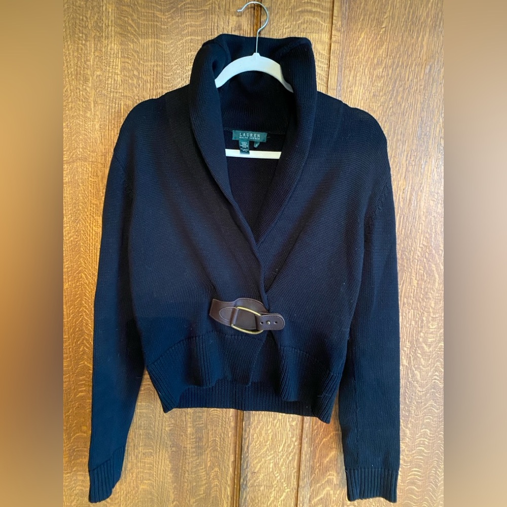 Ralph Lauren Women's Black Sweater Equestrian Cotton S